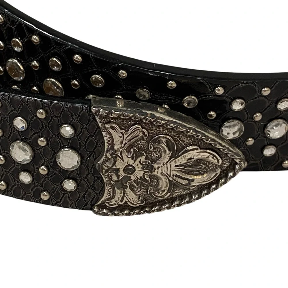 Ariat Black Leather & Rhinestone Silver Buckle Men’s Belt - NWOT - W36